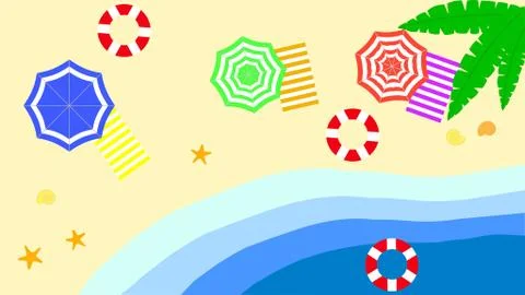 Beach umbrella set. Top view, striped design. Isolated for all backgrounds.su Stock Illustration