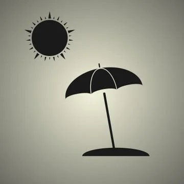 Beach umbrella with sun Stock Illustration