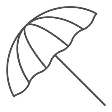 Beach umbrella thin line icon. Summer parasol vector illustration isolated on Stock Illustration