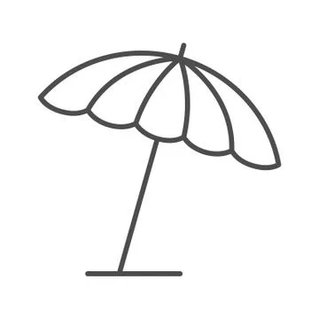 Beach umbrella thin line icon, summer concept, parasol sign on white background Stock Illustration