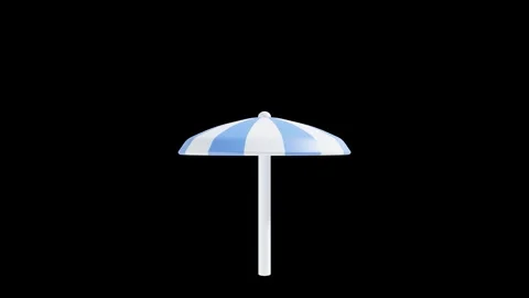 Beach Umbrella with Transparent Background in 3D Animation Stock Footage 309318454