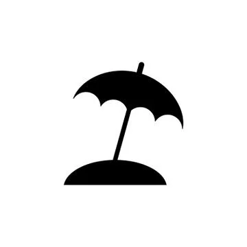 Beach Umbrella, UV Protect Flat Vector Icon Stock Illustration