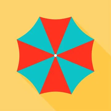 Beach umbrella vector illustration, flat style icon Stock Illustration