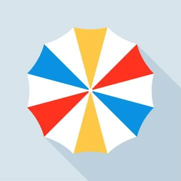 Beach umbrella vector illustration, flat style icon 스톡 일러스트
