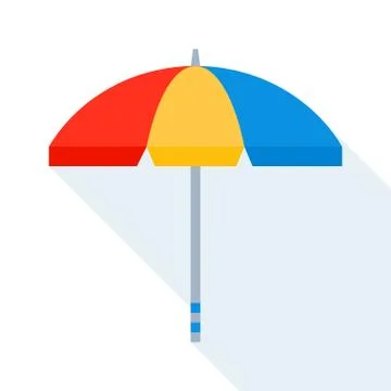 Beach umbrella vector illustration, flat style icon Stock Illustration