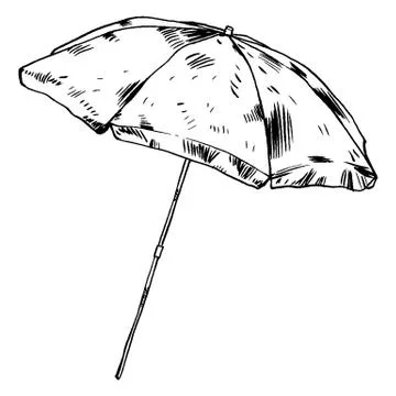 Beach umbrella vector illustration ink Stock Illustration