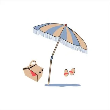 Beach umbrella. Vector illustrations isolated on white background. Summertime Stock Illustration