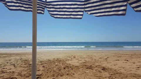 Beach umbrella view Stock Footage 122224870