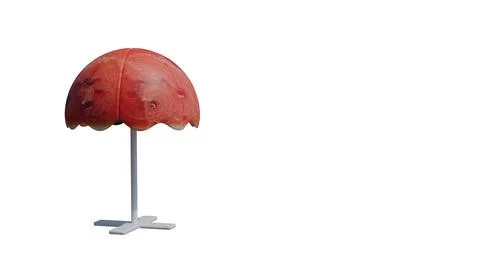 Beach umbrella with watermelon texture on white background, conceptual summ.. Ilustración de archivo