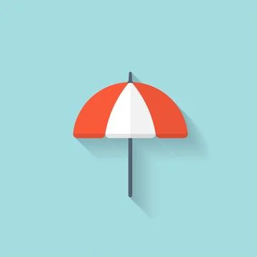 Beach umbrella web flat icon. Stock Illustration