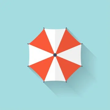 Beach umbrella web flat icon. 库存插图