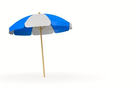 Beach umbrella on white background. Isolated 3D illustration Illustrazione stock