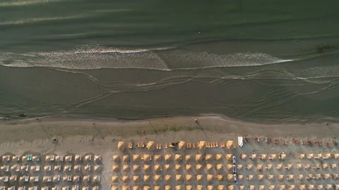 Beach Umbrellas And Sunbed Stock Footage 158033729