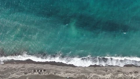 Beach With Umbrellas And Sunbeds On The Shore Of The Turquoise Sea, Greece Stock-Footage 122951953