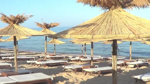 Beach umbrellas, Bulgaria 스톡 동영상 60226820