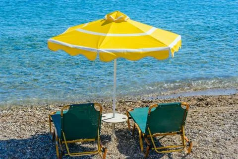 Beach umbrellas cyprus Stock Photos