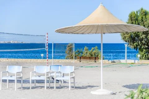 Beach umbrellas cyprus Foto stock
