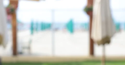 Beach with umbrellas defocused Video stock 116817054