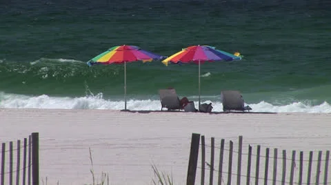Beach Umbrellas Stock Footage 22917659