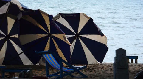 Beach Umbrellas Stock Footage 25593867