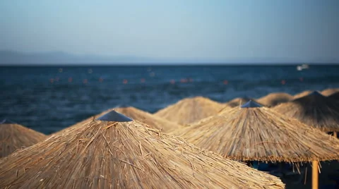 Beach Umbrellas Stock Footage 41958203