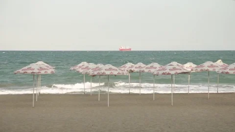 Beach umbrellas Video stock 83664930