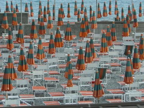 Beach umbrellas Stock Photos