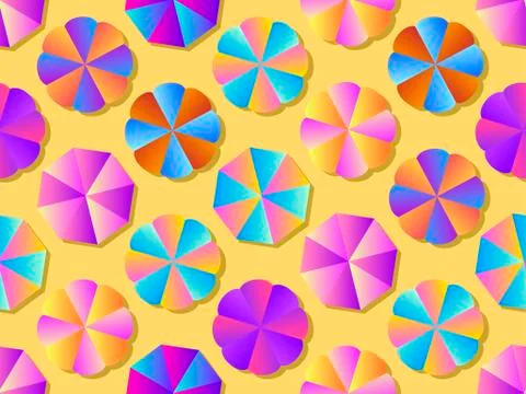 Beach umbrellas seamless pattern with colorful gradient. Summer background. V Illustrazione stock