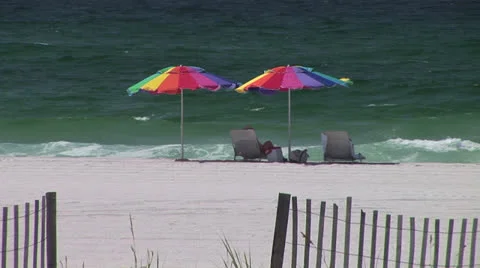 Beach Umbrellas Shade Stock Footage 26052197