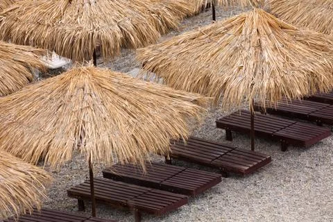 Beach umbrellas from top Stock Photos