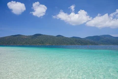 Beach under clear cloudy sky in Tropicana Stock Photos