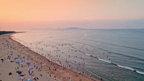 Beach under the sunset Stock Footage 288163373