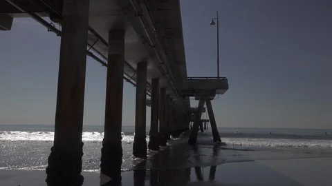 The beach underneath the pier. Stock Footage 121247048