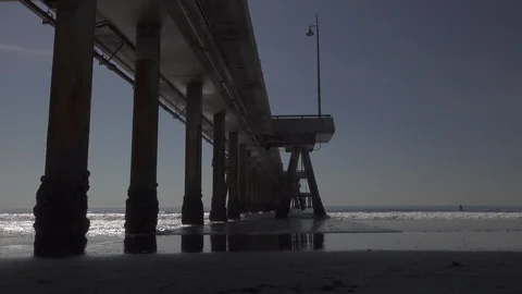 The beach underneath the pier. Stock Footage 121251435