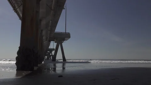 The beach underneath the pier. Stock Footage 121252277