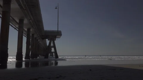 The beach underneath the pier. Stock Footage 121254927