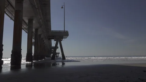 The beach underneath the pier. Stock Footage 121257271