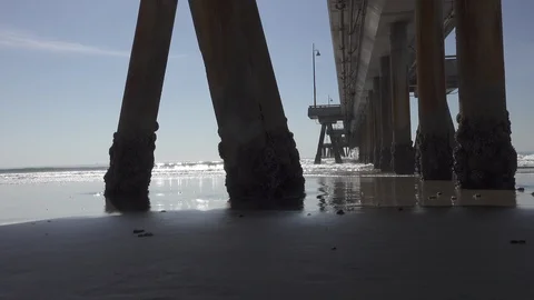 The beach underneath the pier. Stock Footage 121258667