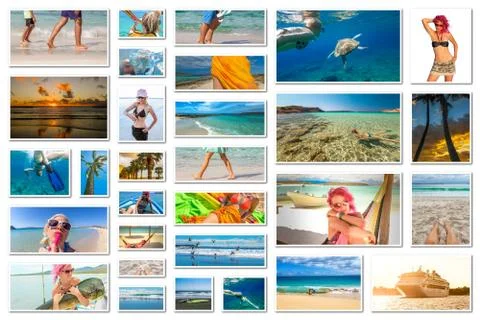 Beach vacation collage Stock Photos