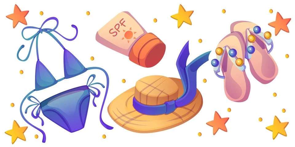 Beach vacation essentials Stock Illustration