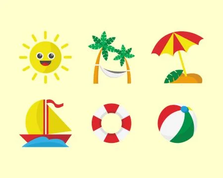 Beach Vacation Icon Set Иллюстрация