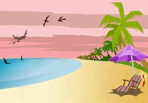 Beach vacation Stock Illustration