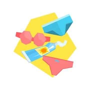 Beach Vacation Items Set Stock Illustration