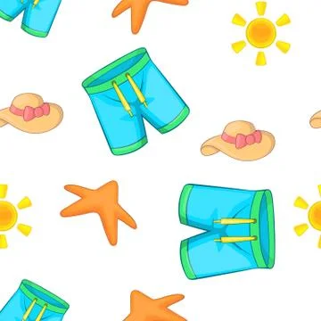 Beach vacation pattern, cartoon style イラスト素材