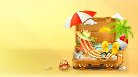 Beach vacation. Summer background, vector illustration Stock Illustration