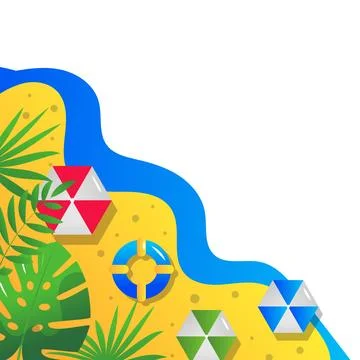 Beach vacation with summer elements and seaside relaxation Stock Illustration