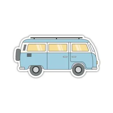 Beach van with sticker icon. Illustrazione stock