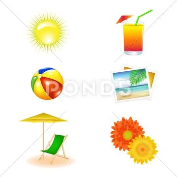 Beach vector set Stock Illustration
