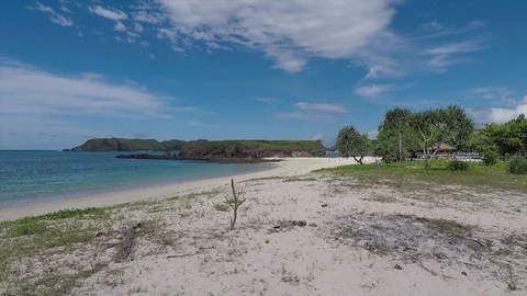 Beach view with beautiful Hills Wave and Sky in Lombok Indonesia Stock Footage 118422277