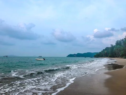 Beach view with boat. Stock Photos